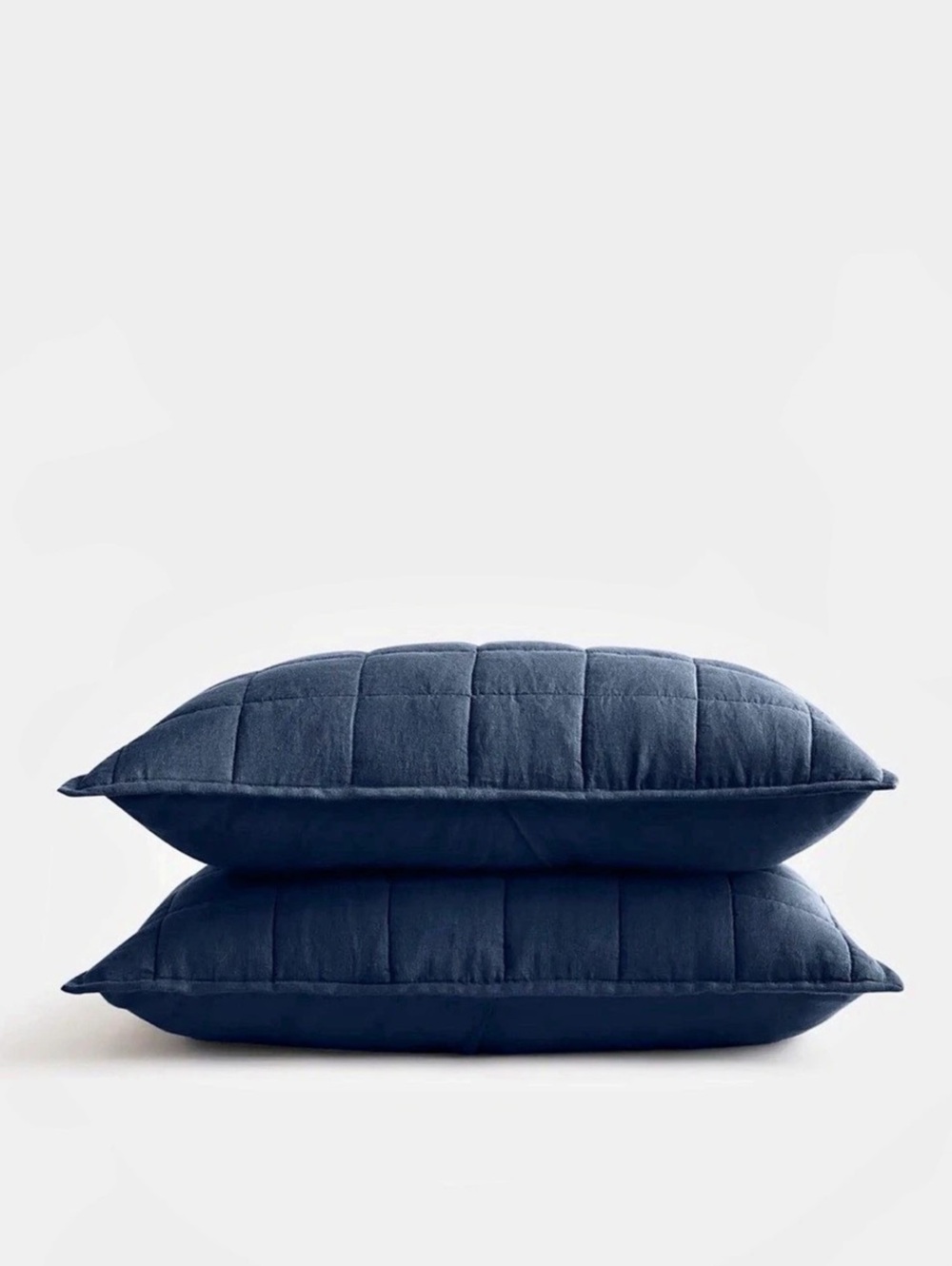 Quince European Linen Box Quilted Sham Set Quilted Sham Set in Navy Standard NWT